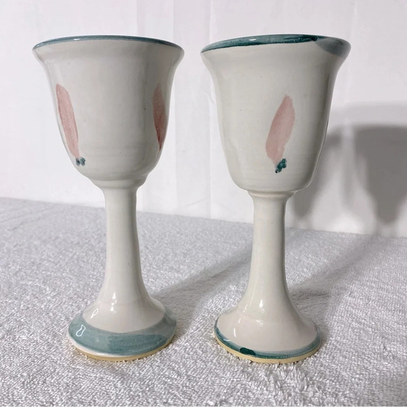 Vintage Ceramic Stoneware Pottery Goblets x2 - Picture 4 of 8
